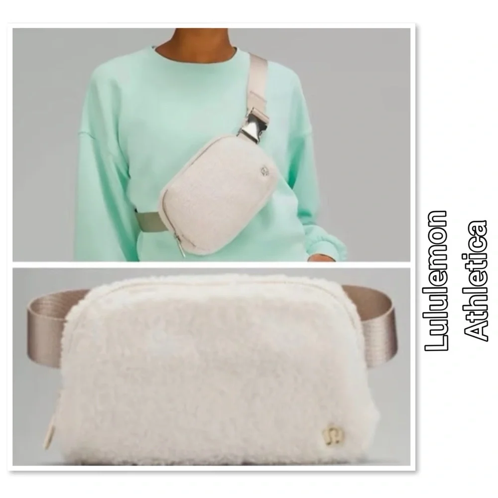Lululemon Athletica Ivory Fleece Everywhere Bag With Belt - Picture 1 of 15